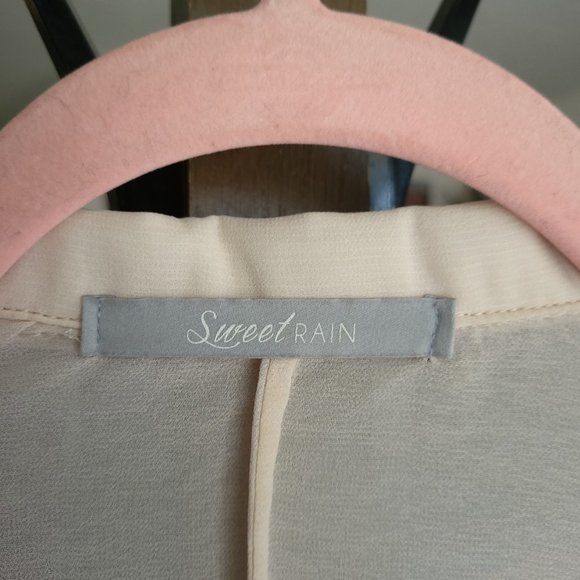 Sweet Rain Cream-Colored Sheer Chiffon Duster, Size Small - Picture 4 of 5